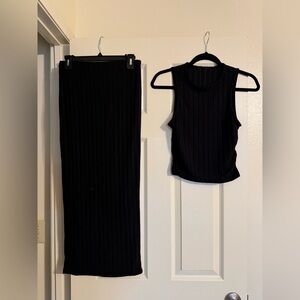 Black Ribbed Skirt Set